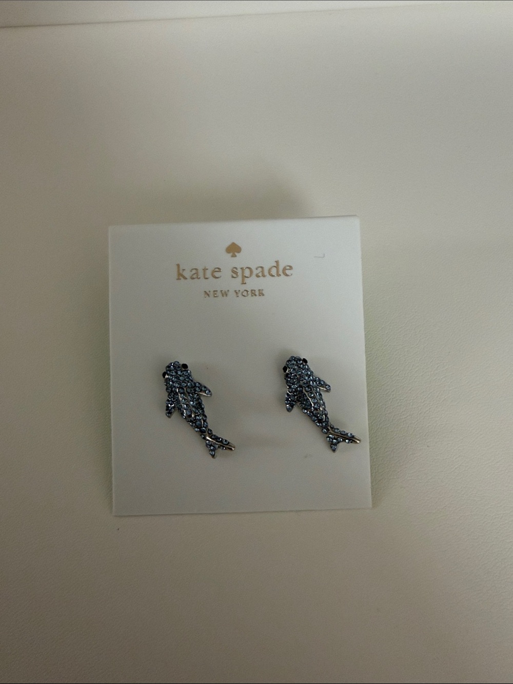 kate spade Navy Crystal Dolphin Stud Earrings